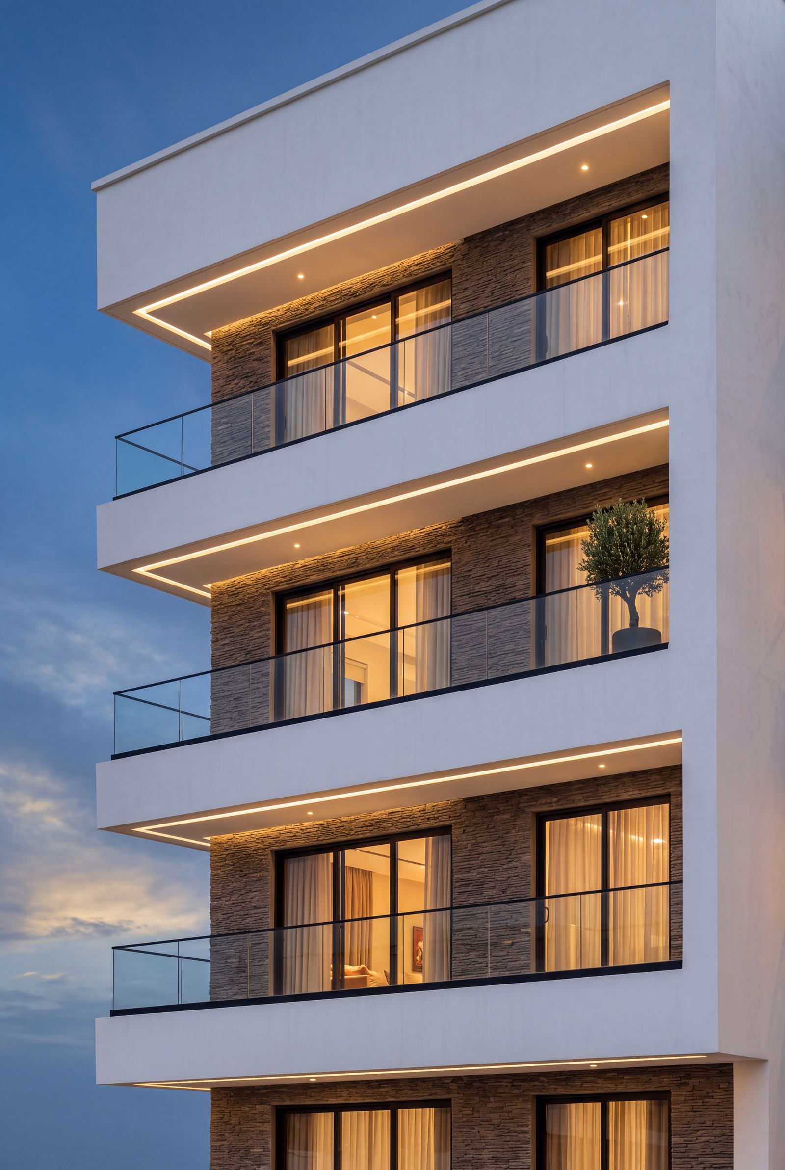 Design visualisation of the stacked balconies on the Claire Mont apartment building