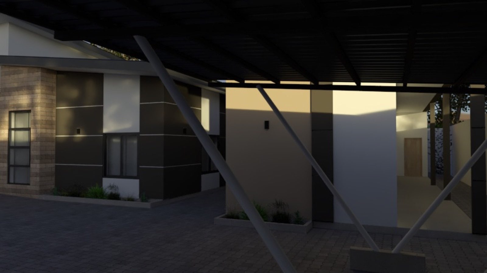 Design visualisation of the entrance elevation, Stone House