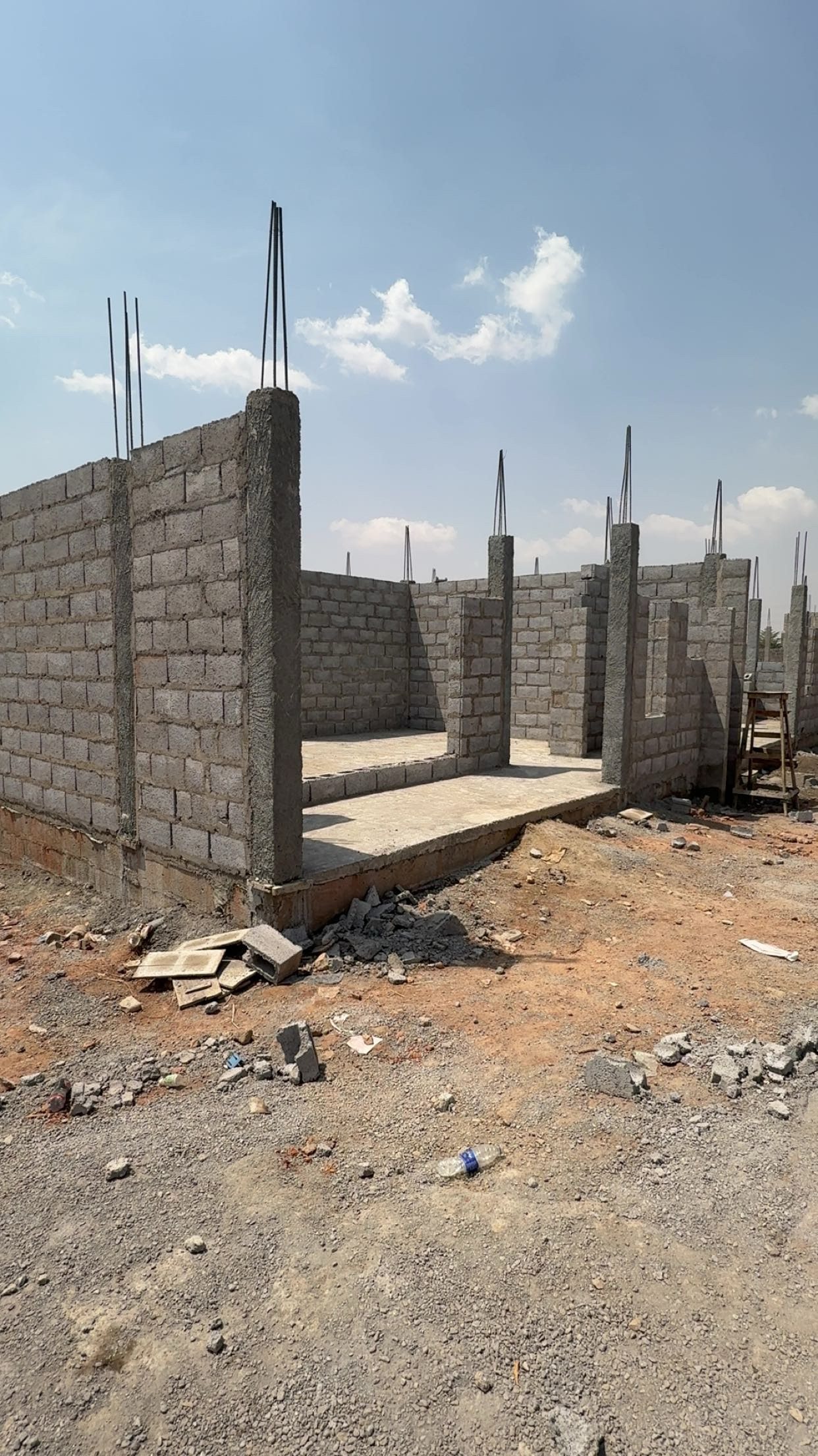Blockwork and starter bars rising at The Axis