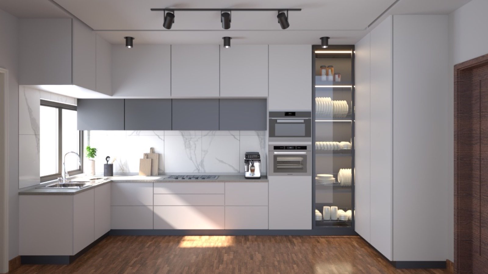 Refitted kitchen interior at Wiser Court with new cabinetry